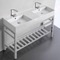 Modern Double Console Sink Vanity, 48